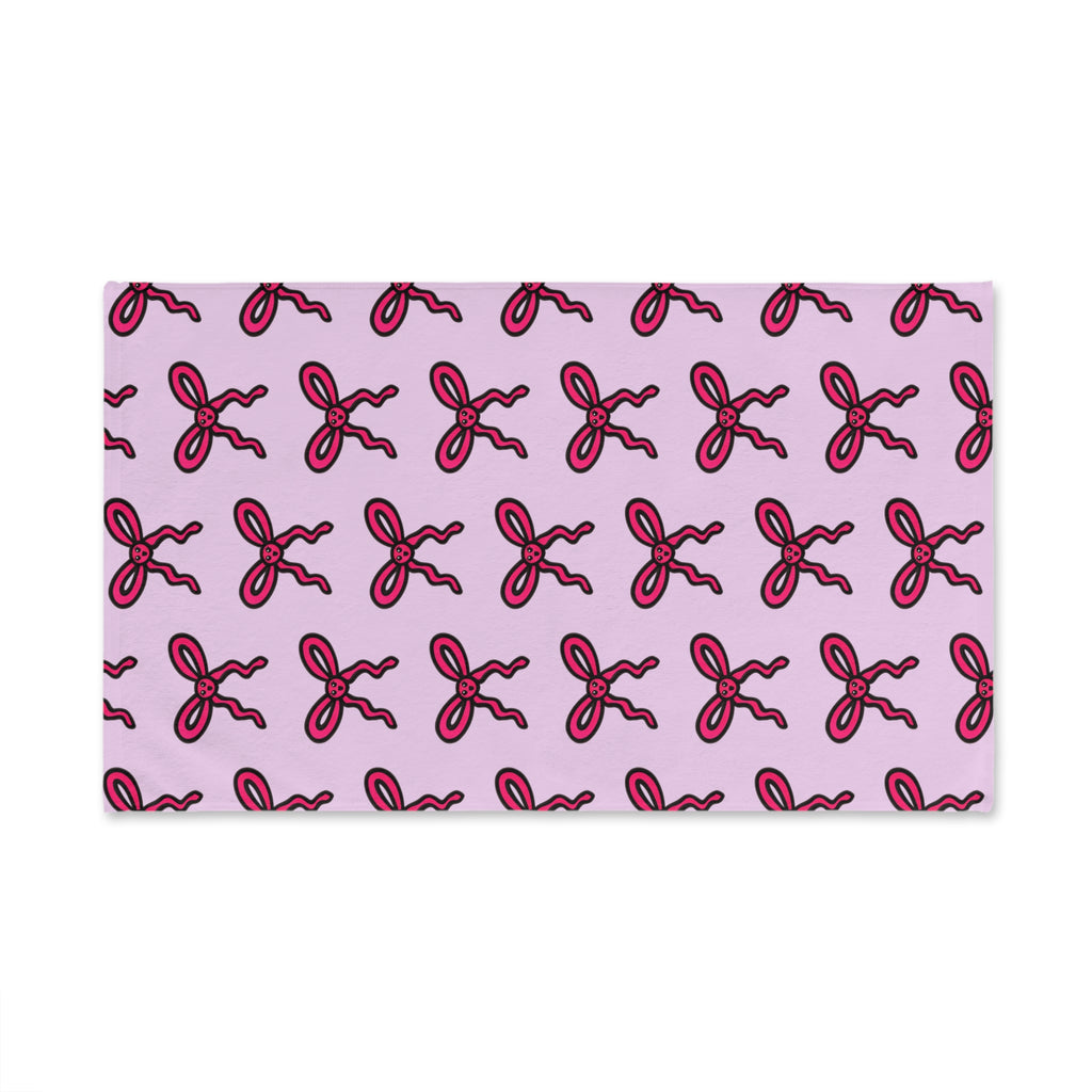 Hand-Drawn Pink Bow Pattern Hand Towel | Cute Ribbon Print