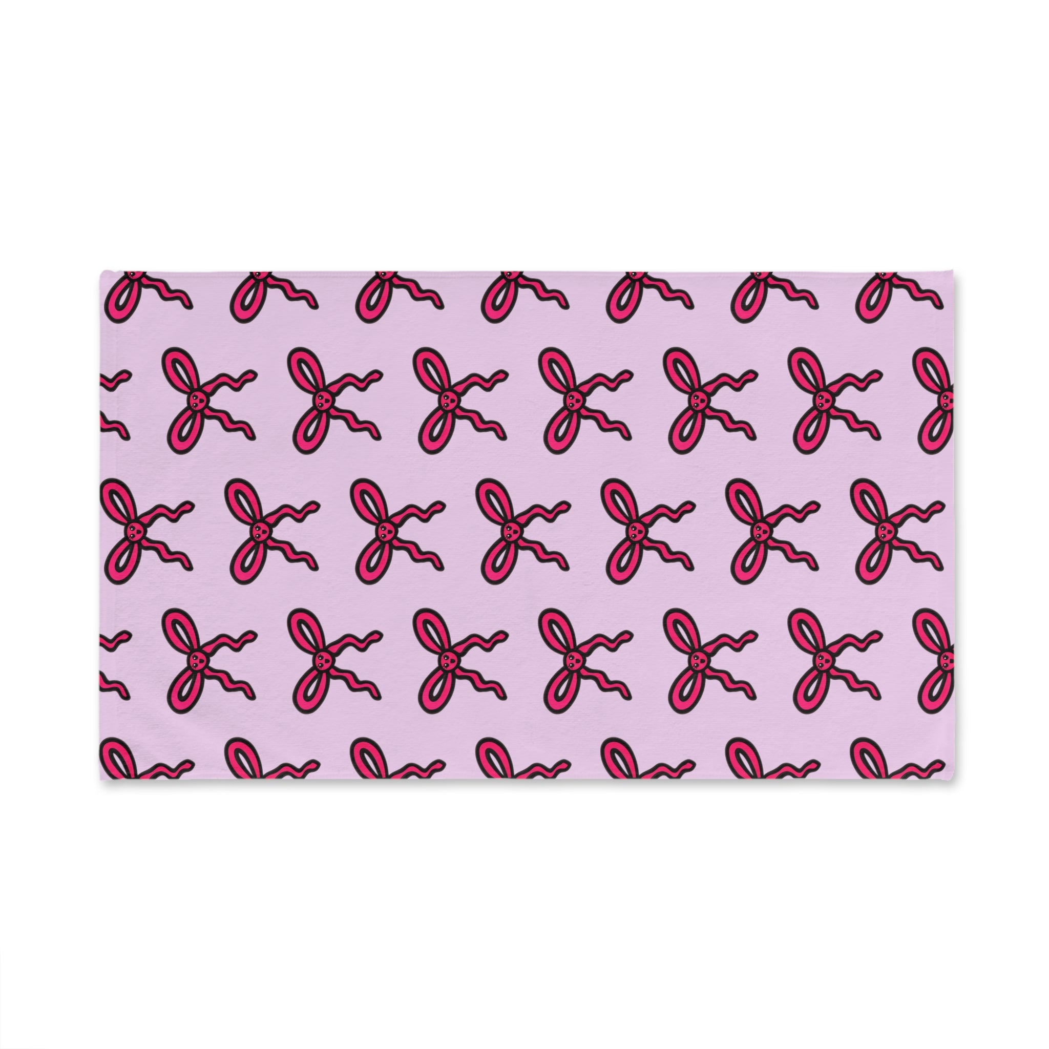 Hand-Drawn Pink Bow Pattern Hand Towel | Cute Ribbon Print