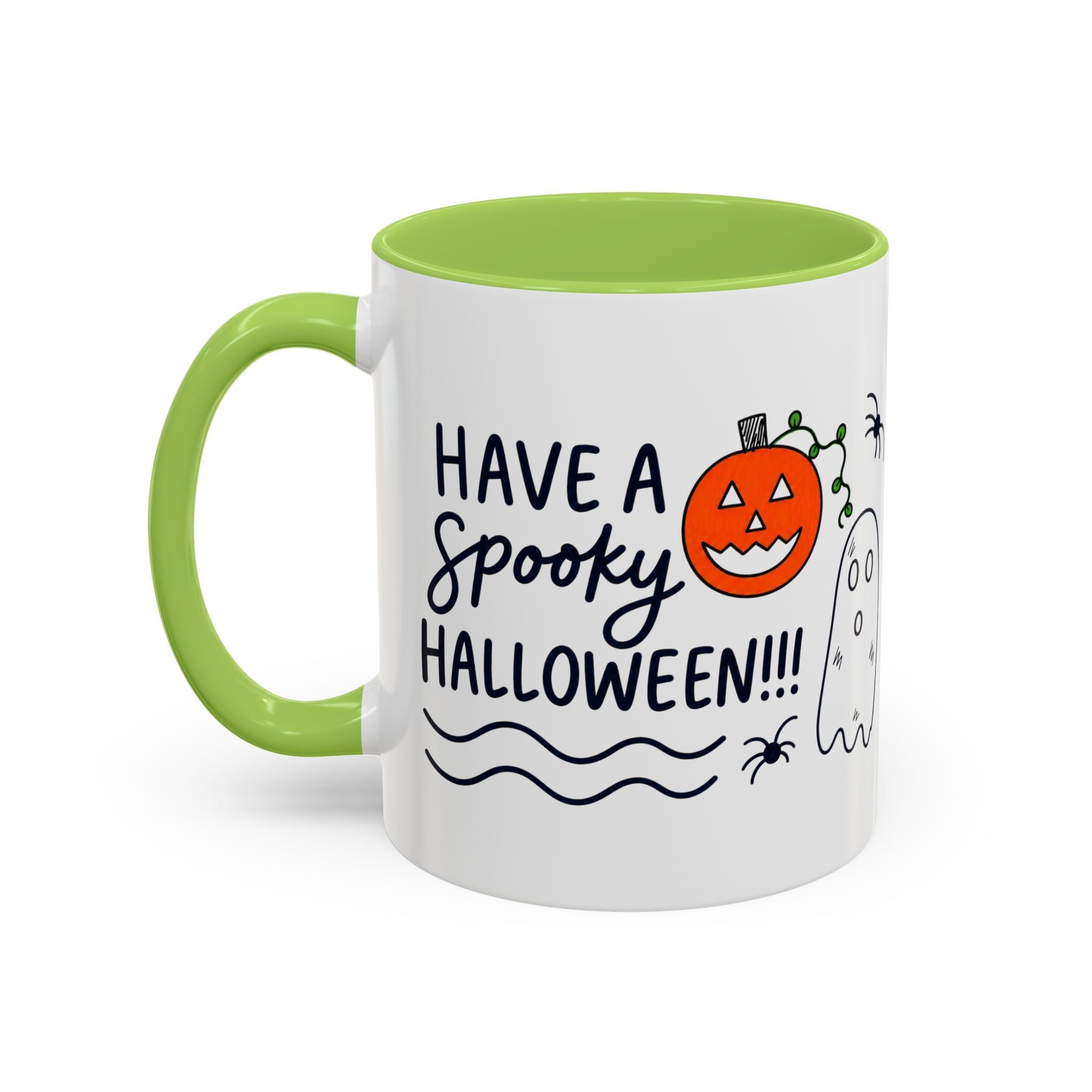 Hand-Drawn Spooky Halloween spiders ghost pumpkin Mug | Accent Coffee Mug 11oz 15oz