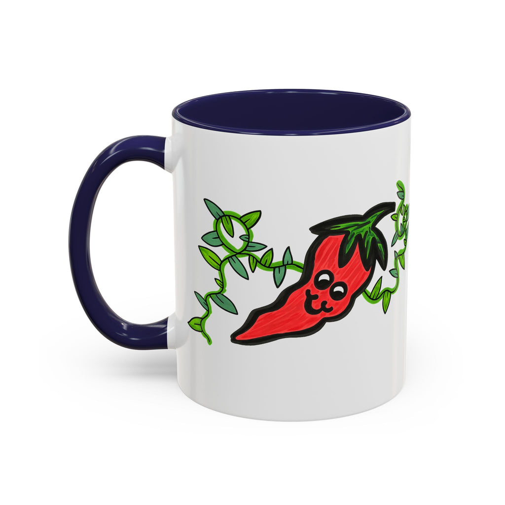 Hand-Drawn Cute Chili Pepper Vine Coffee Mug | Hot Veggie Accent Mug