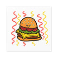 Hand-Drawn Cute Cheeseburger Character Sticker | Square Sticker