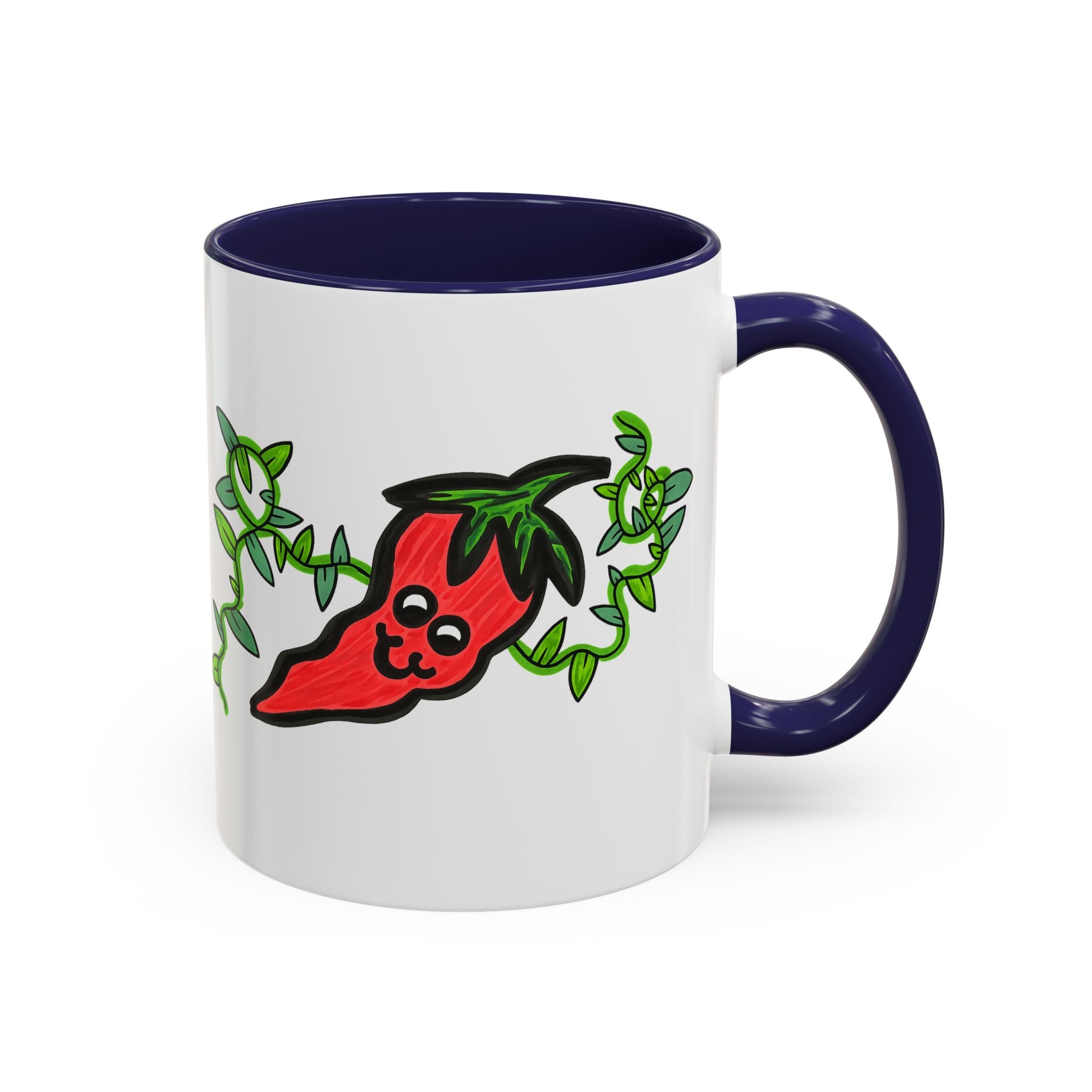 Hand-Drawn Cute Chili Pepper Vine Coffee Mug | Hot Veggie Accent Mug