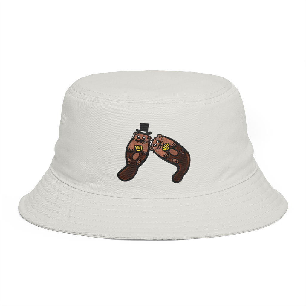 Hand-Drawn Two Otters with Seashell bucket hat | Cute Otter Illustration, Ocean Animal