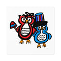 Cute Patriotic Owl Sticker, Hand Drawn Americana Vinyl Sticker, Whimsical Fourth of July Owl Decal, Red White Blue Sticker