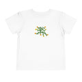 Hand-Drawn Yellow Orange Pink Flowers on Green Vine Toddler Tee | Floral Kids Shirt