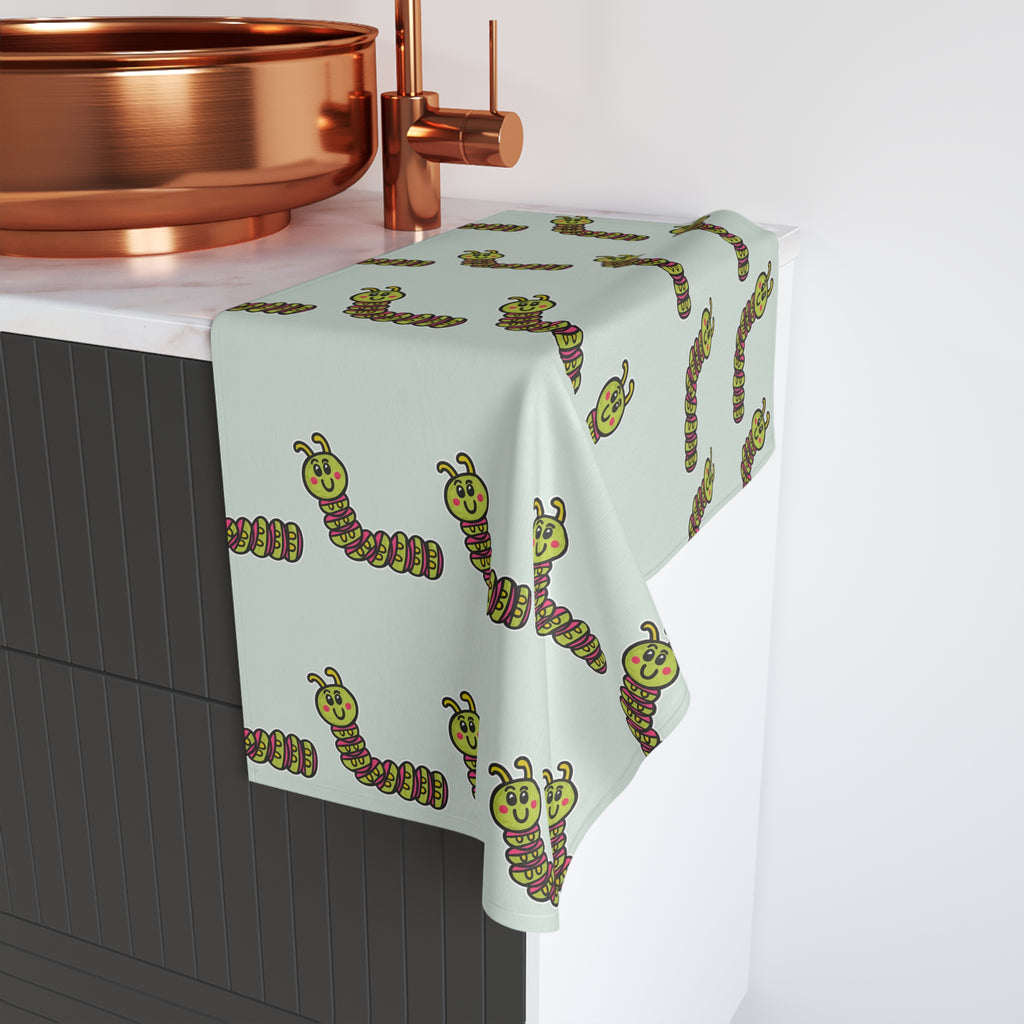 Hand-Drawn Cute Cartoon Caterpillar Hand Towel | Repeat Pattern