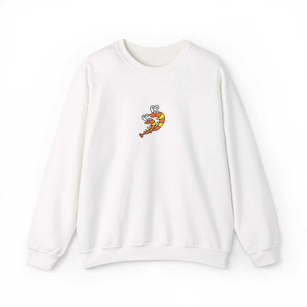 Hand-Drawn Shrimp Illustration Crewneck | Orange Shrimp Swimming Sweatshirt