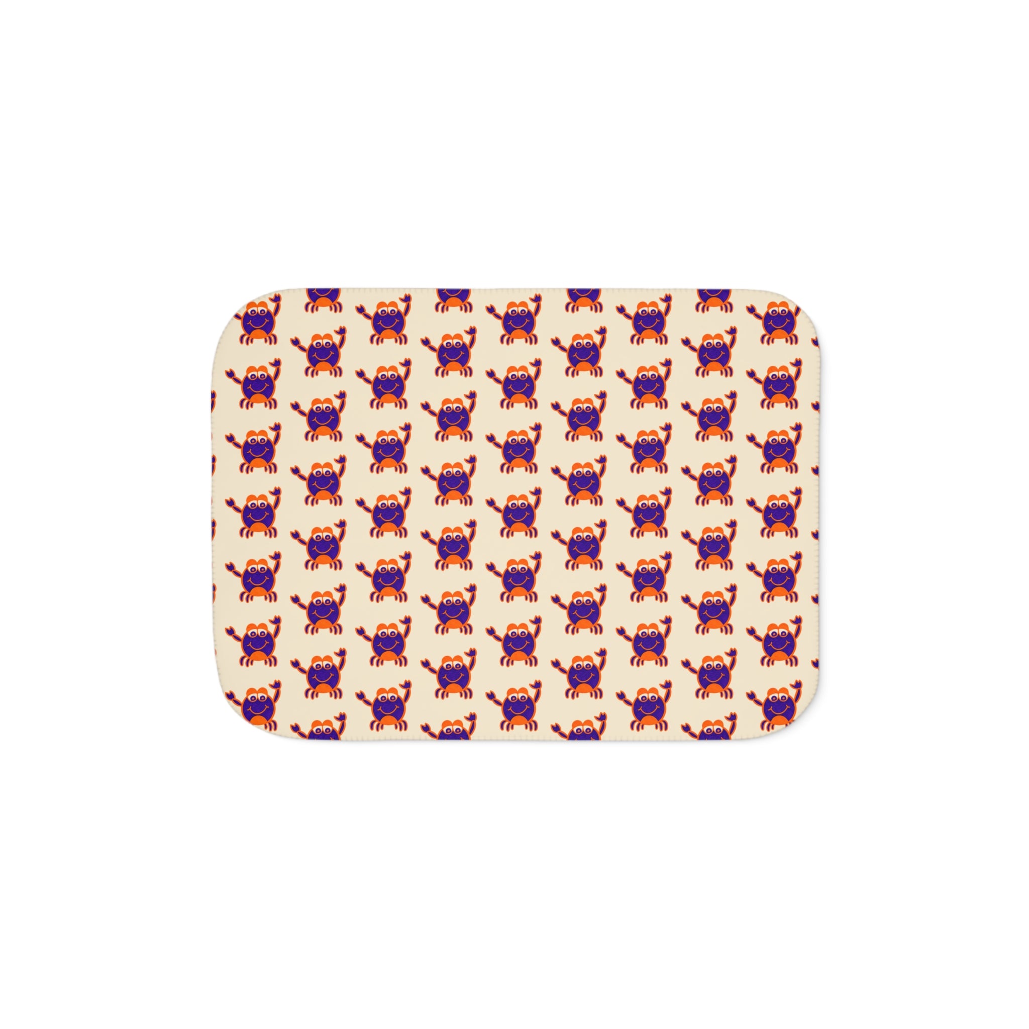 Hand-Drawn Purple Red Crab Pattern Sherpa Blanket | Coastal Nautical Beach Throw