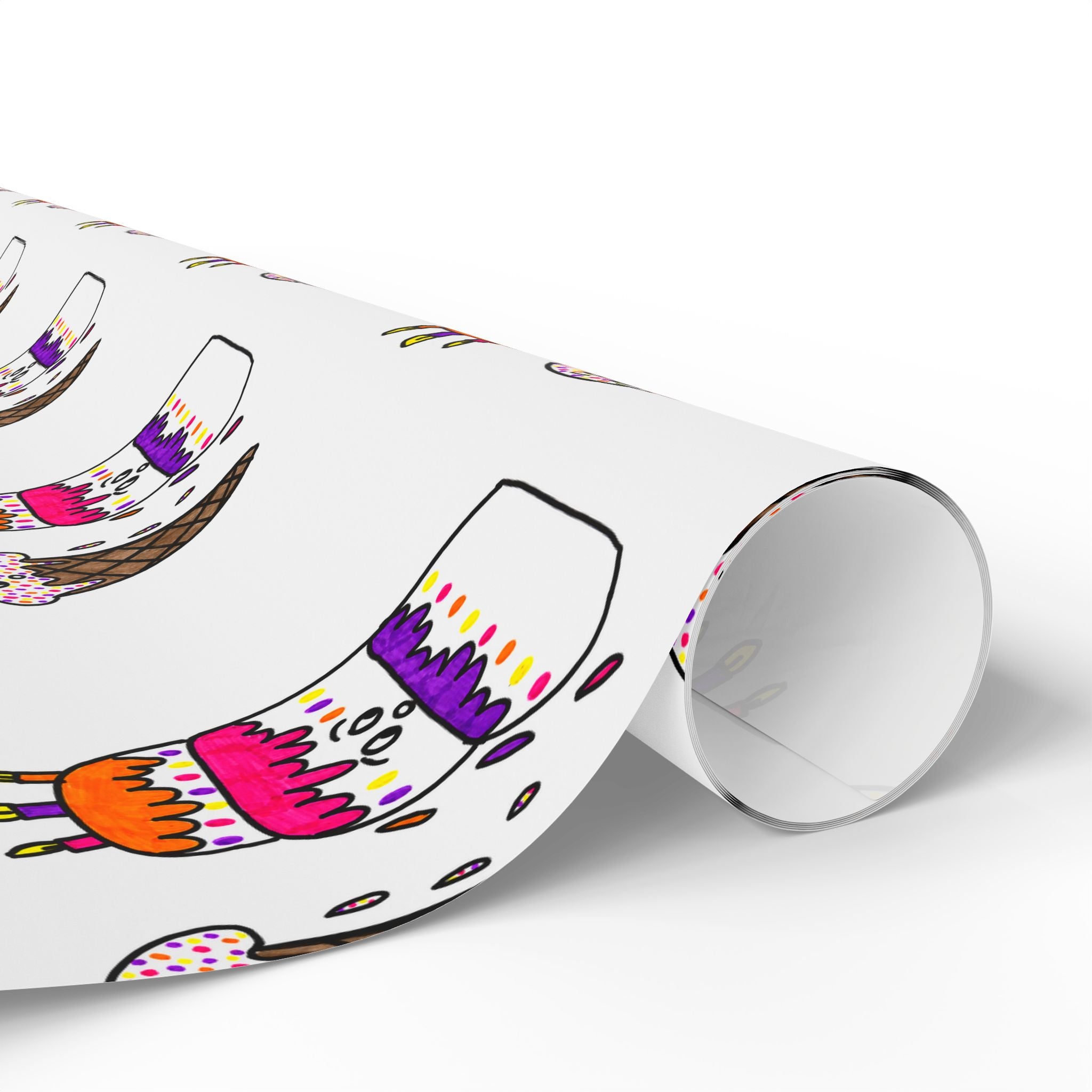 Hand-Drawn Colorful Birthday Party Wrapping Paper | Birthday Gift Wrap, Cute Cake, Ice Cream Pattern
