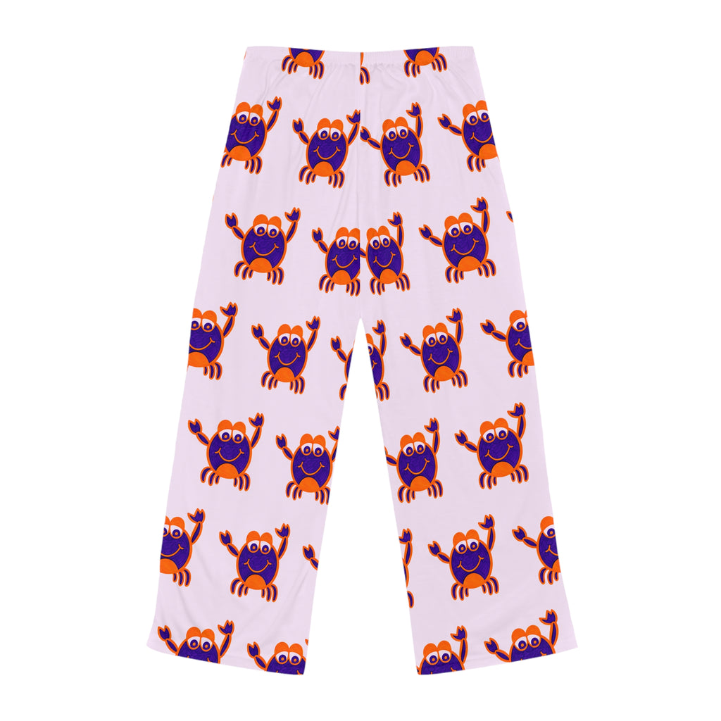 Hand-Drawn Cute Cartoon Crab Pattern Pajama Pants | Pink All-Over Print