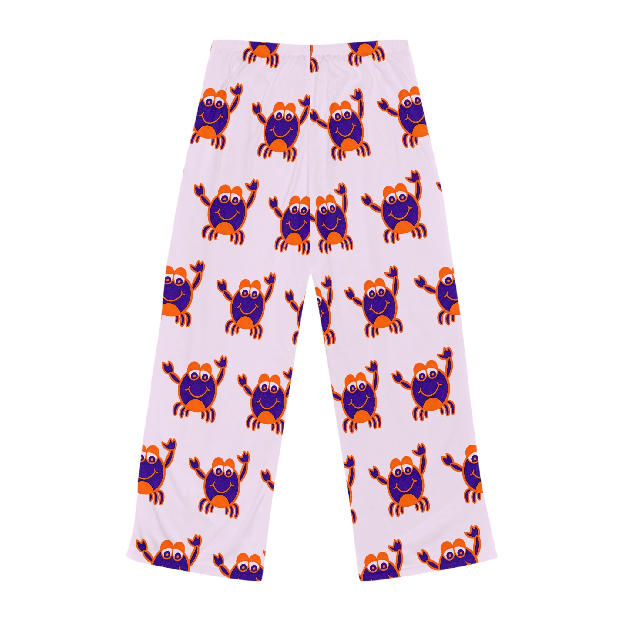 Hand-Drawn Cute Cartoon Crab Pattern Pajama Pants | Pink All-Over Print