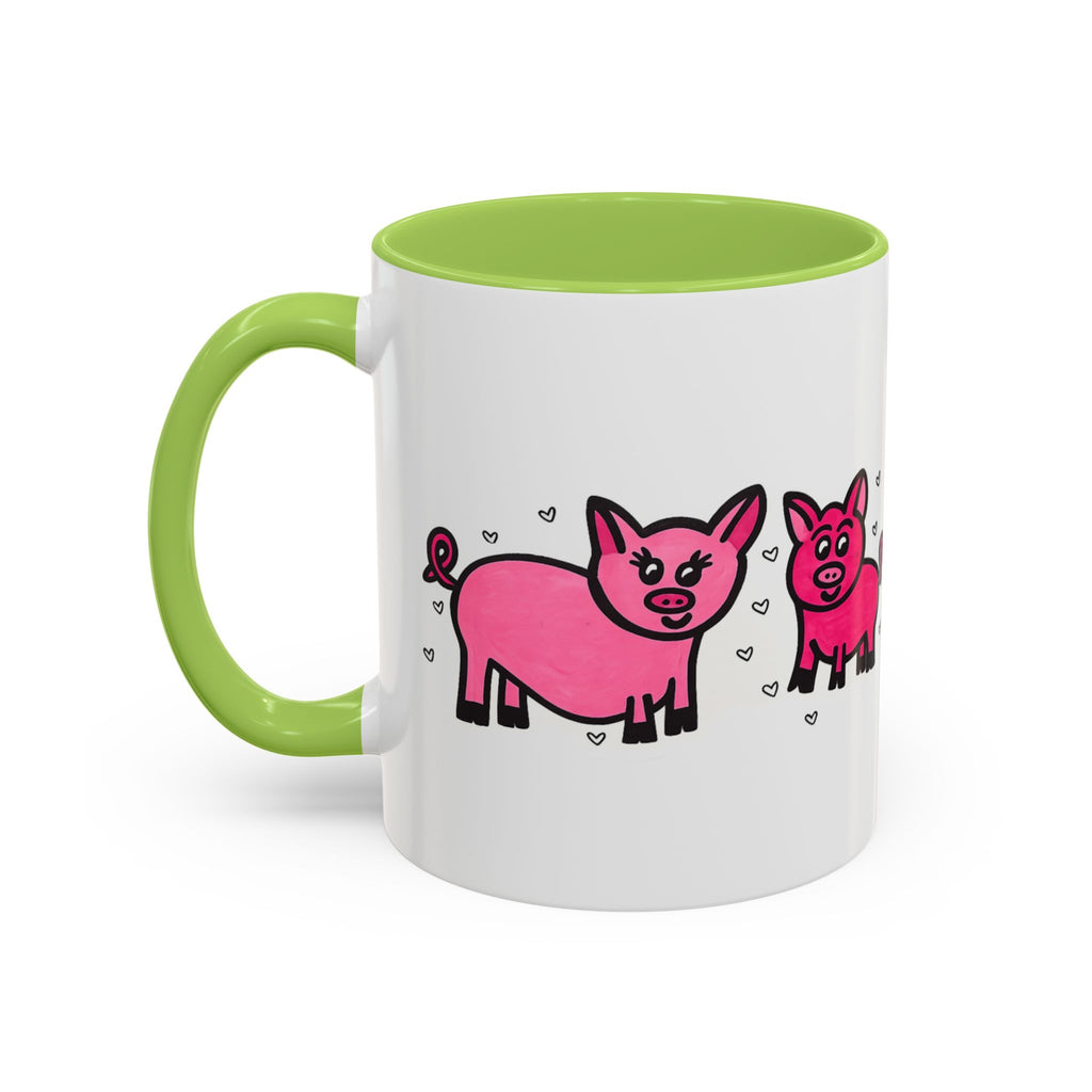 Hand-Drawn Pink Pig Pattern Mug | Accent Coffee Mug 11oz 15oz