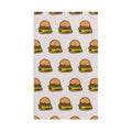Hand-Drawn Cartoon Cheeseburger Pattern Hand Towel | Fast Food Kitchen Decor