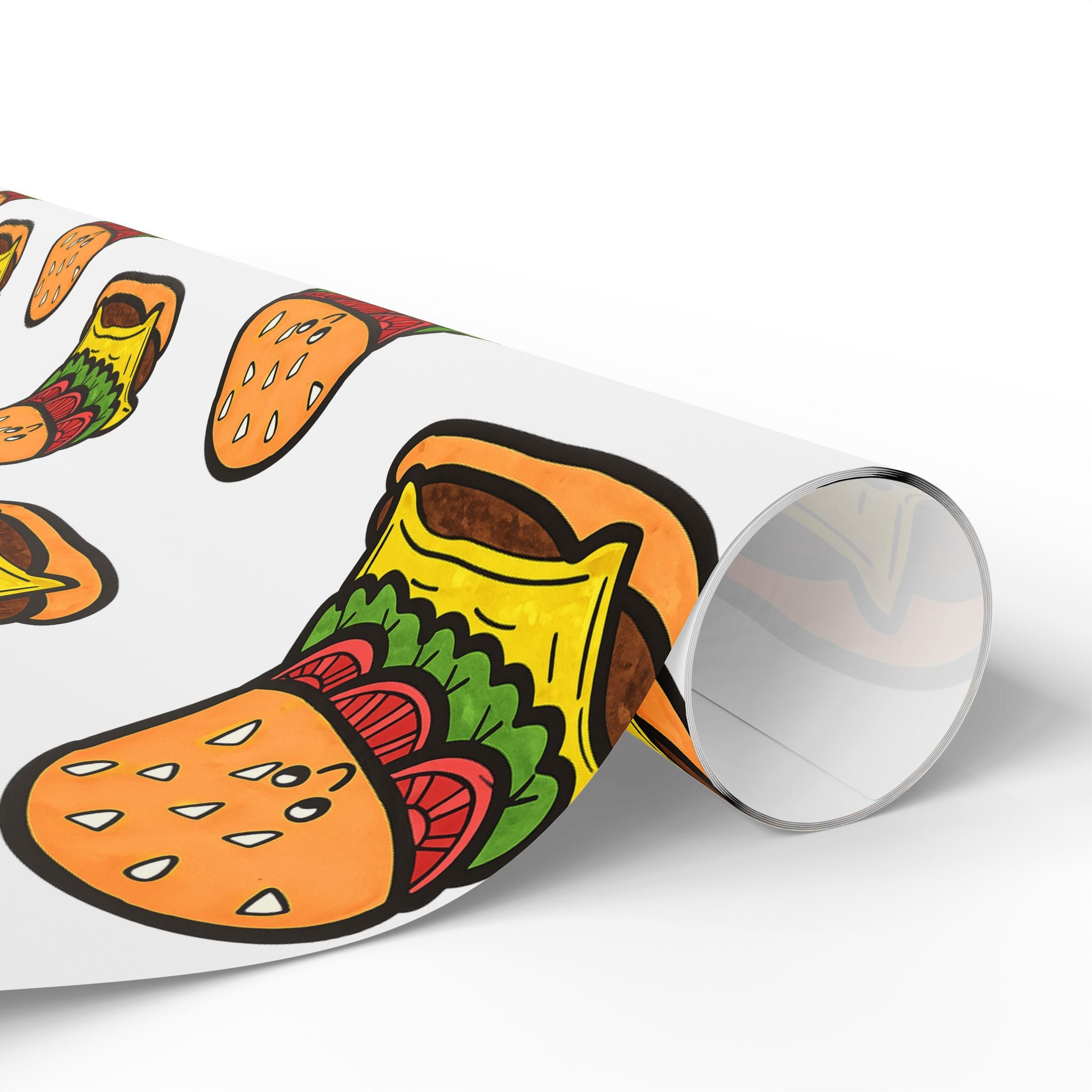 Hand-Drawn Cartoon Cheeseburger Pattern Wrapping Paper | Food Novelty Gift Wrap