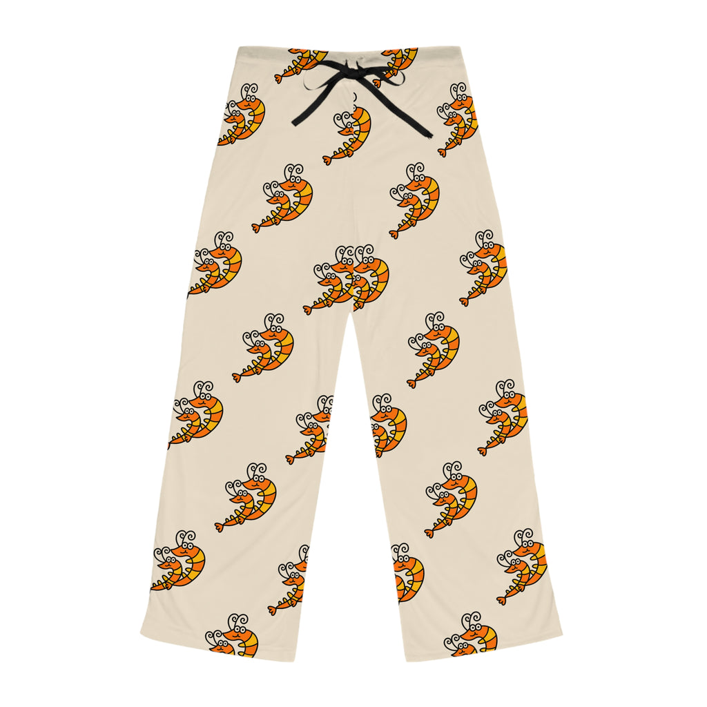 Hand-Drawn Dancing Shrimp Pattern Pajama Pants | All-Over Print