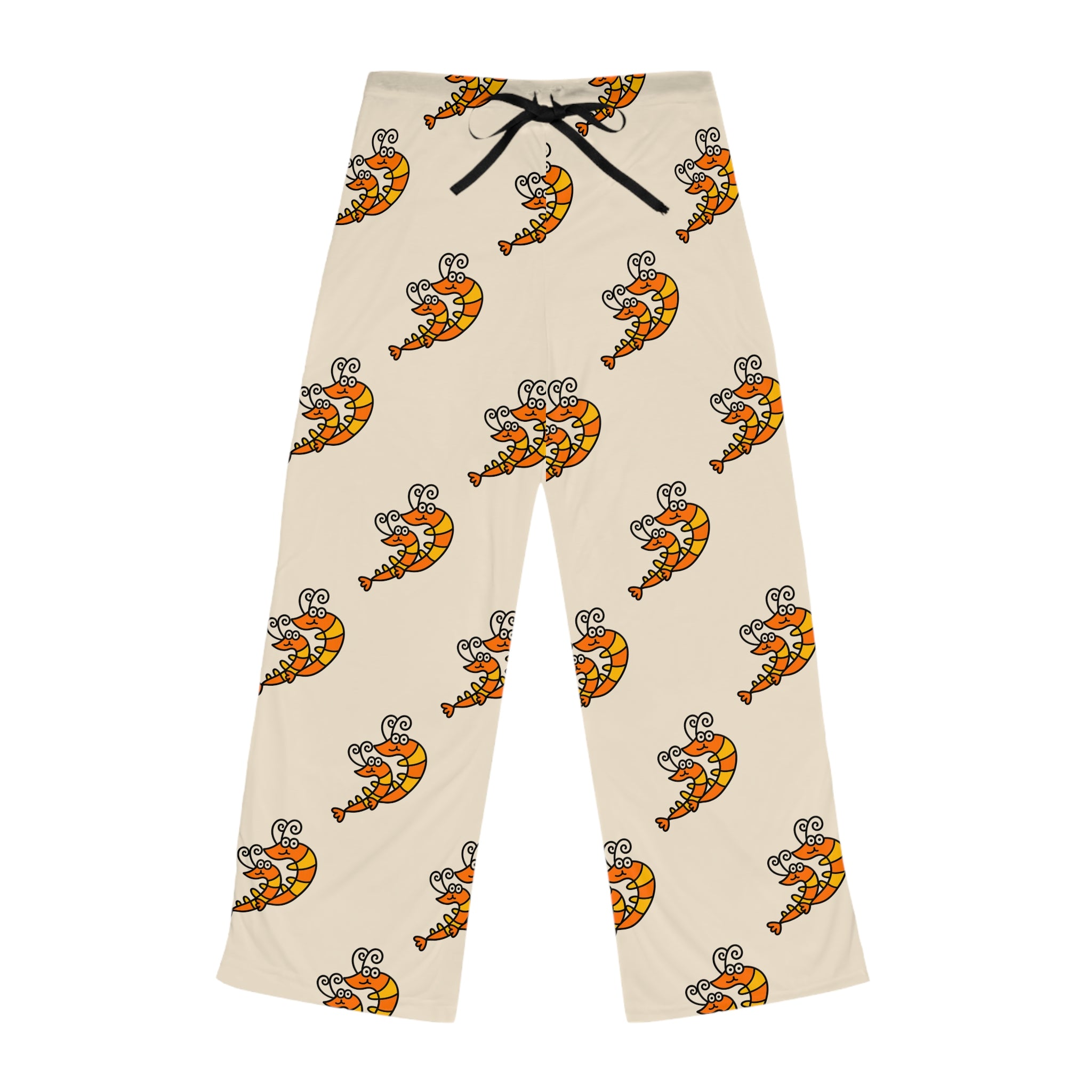 Hand-Drawn Dancing Shrimp Pattern Pajama Pants | All-Over Print