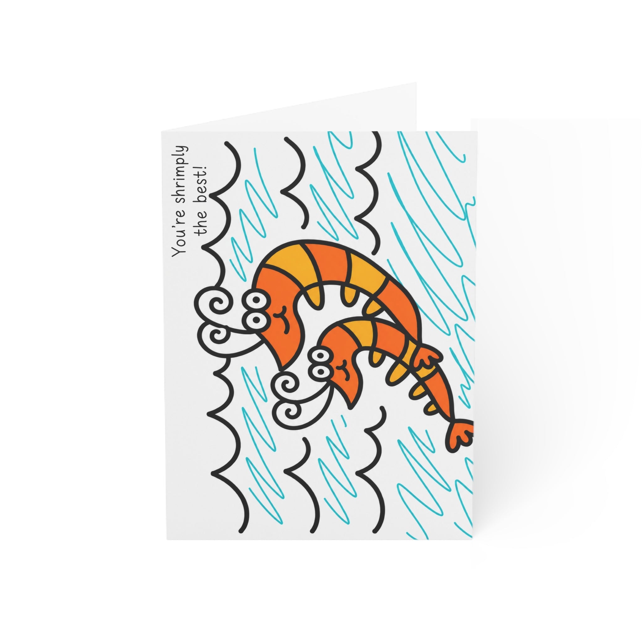 Cute Shrimp Greeting Card, Hand Drawn Coastal Card, Whimsical Ocean Card, Funny Sea Life Card for Friend