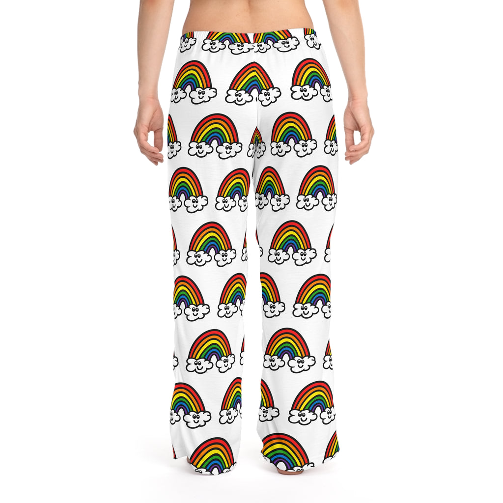 Hand-Drawn Rainbow Clouds Pajama Pants | Rainbow Print Sleepwear