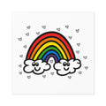 Hand-Drawn Smiling Rainbow with Hearts Square Stickers | Indoor Outdoor
