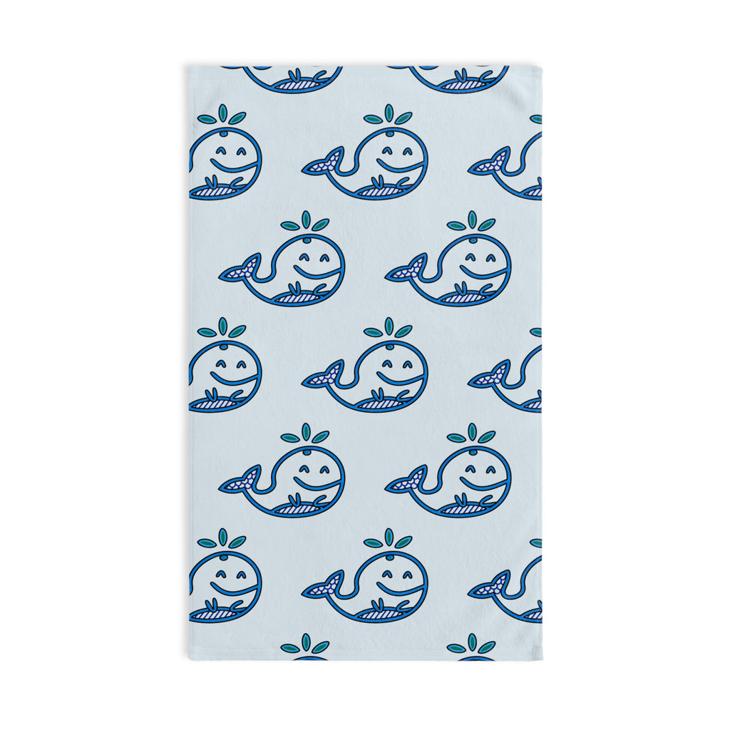 Hand-Drawn Cute Whale Hand Towel, Coastal Bathroom Decor, Whimsical Ocean Kitchen Towel, Nautical Tea Towel, Beach House Gift