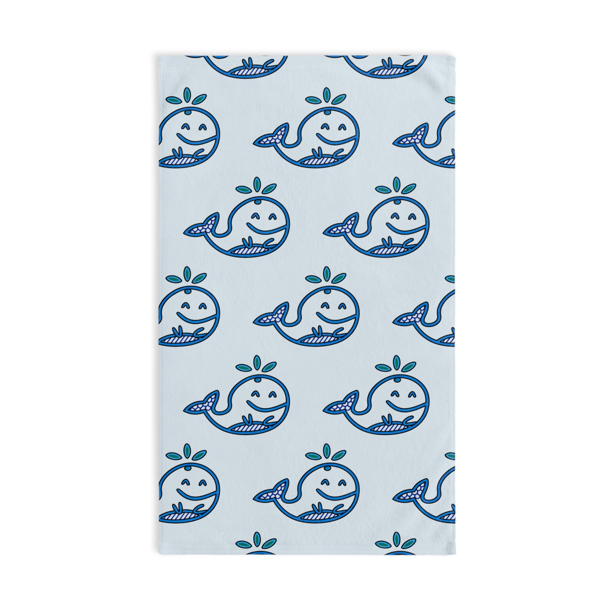 Hand-Drawn Cute Whale Hand Towel, Coastal Bathroom Decor, Whimsical Ocean Kitchen Towel, Nautical Tea Towel, Beach House Gift