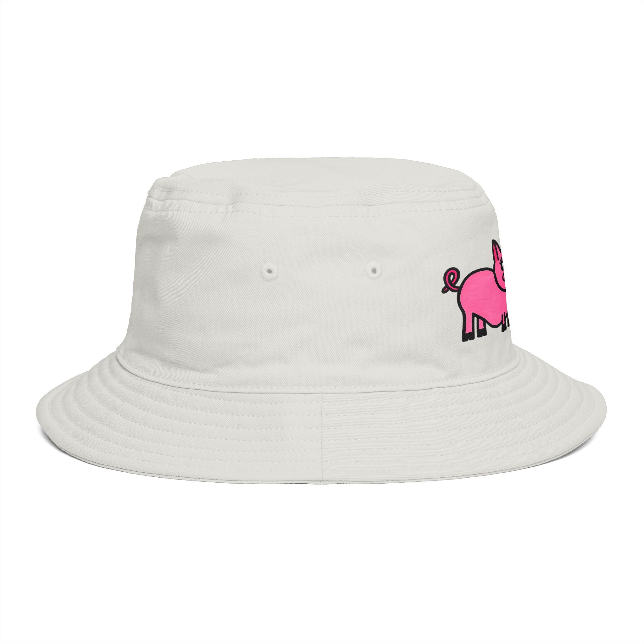 Hand-Drawn Pink Pig Duo Bucket Hat | Cute, Whimsical Farm Animal Illustration