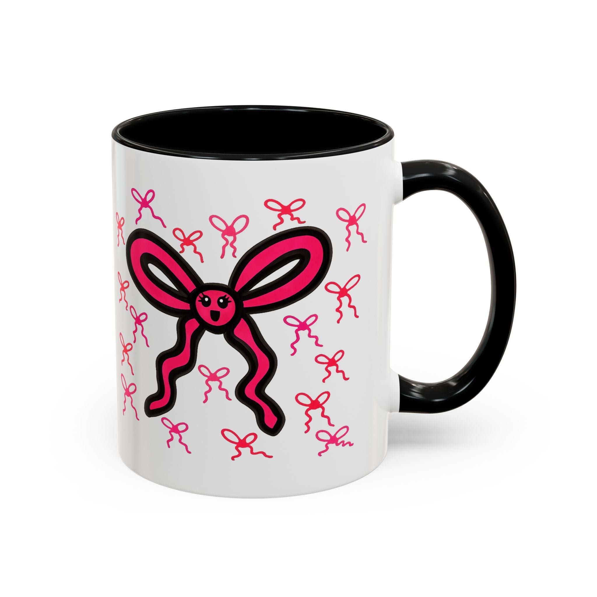 Hand-Drawn Pink Bow Bunny Mug | Accent Coffee Mug