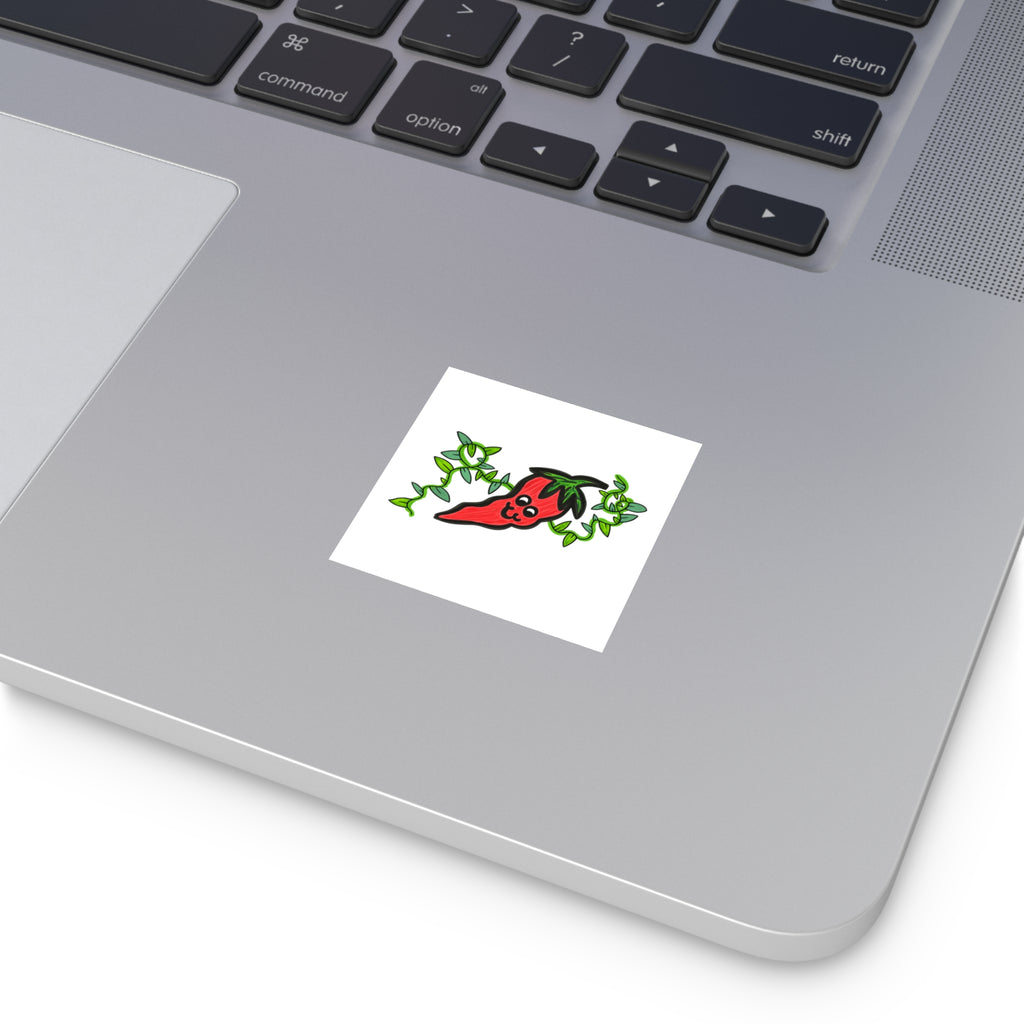 Hand-Drawn Cute Chili Pepper with Vines Sticker
