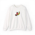 Hand-Drawn Smiling Fruit Trio Sweatshirt | Cute Watermelon Apple Banana Embroidery