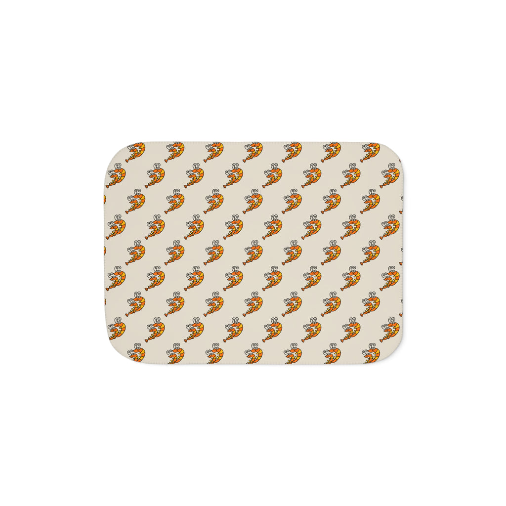 Hand-Drawn Orange Shrimp Duo Pattern Sherpa Blanket | Cozy Ocean Themed Throw