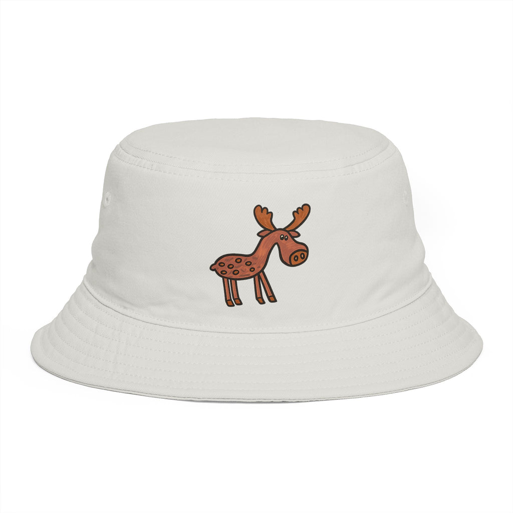 Hand-Drawn Cute Cartoon Moose Bucket Hat | Hand-Drawn Woodland Animal Design