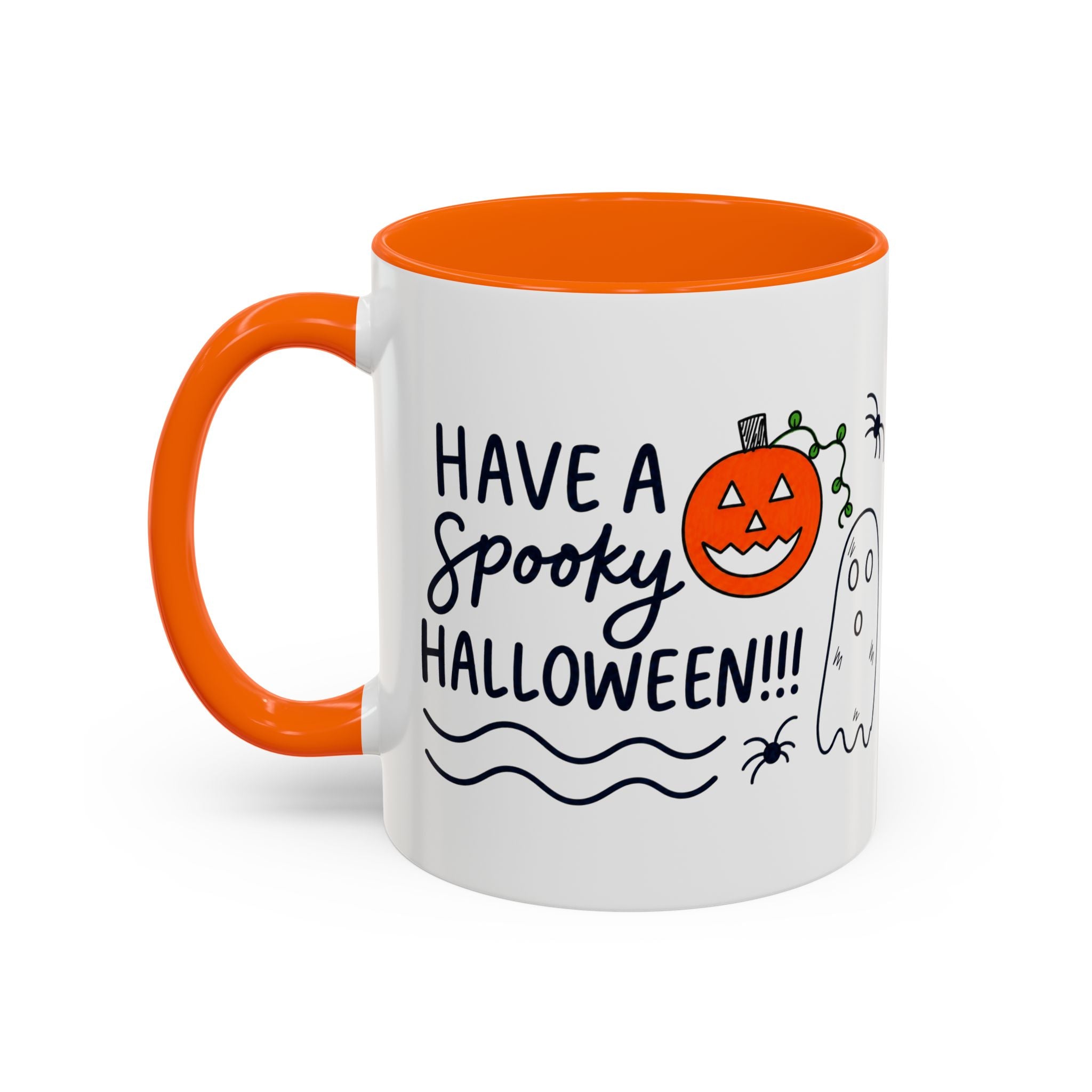 Hand-Drawn Spooky Halloween spiders ghost pumpkin Mug | Accent Coffee Mug 11oz 15oz