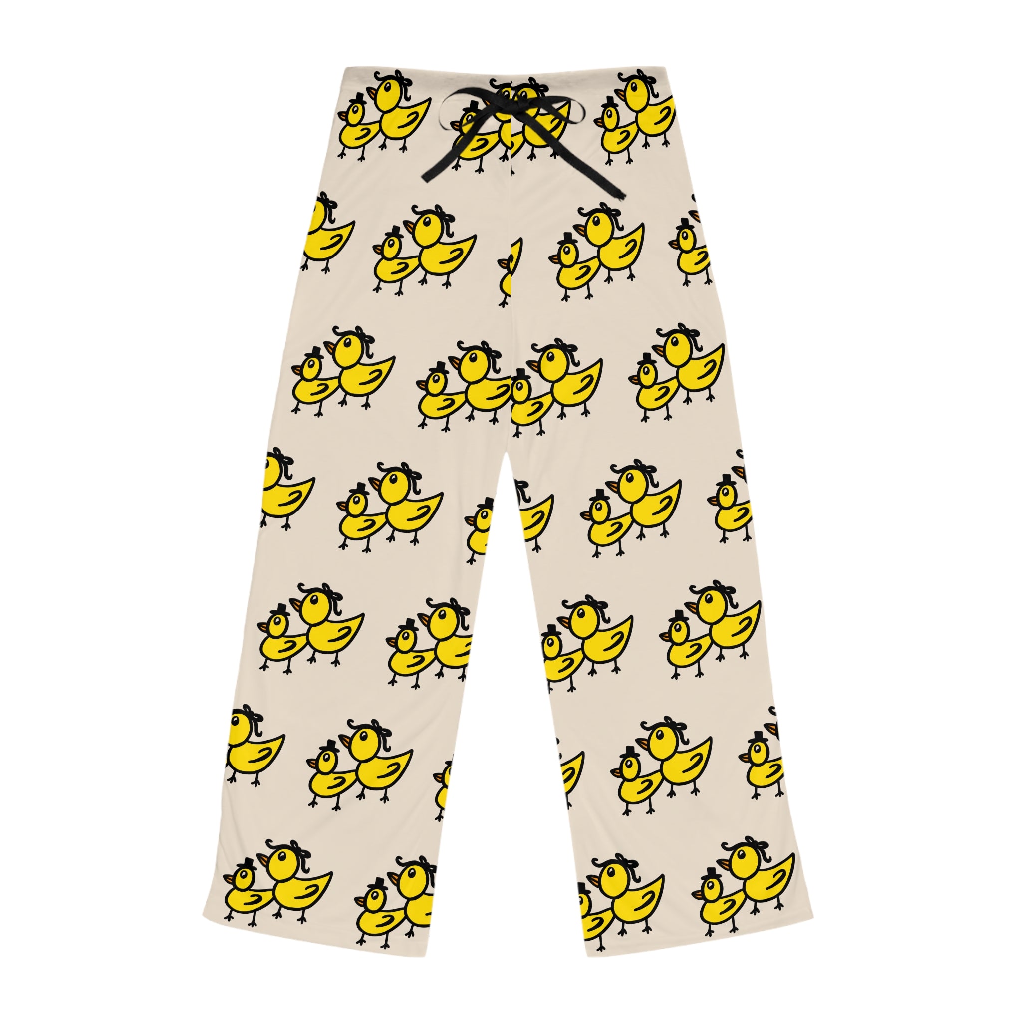 Hand-Drawn Yellow Cartoon Chick Pattern Pajama Pants | All-Over Print