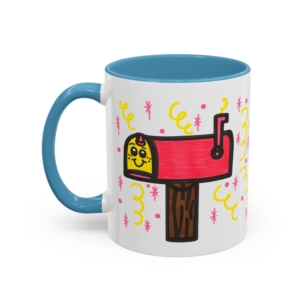 Hand-Drawn Cute Smiling Mailbox Mug | Accent Coffee Mug