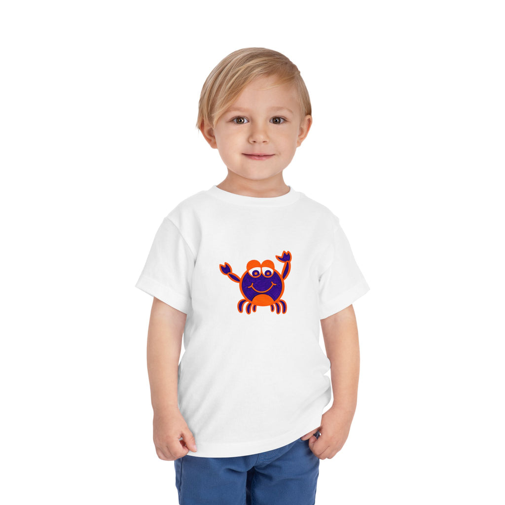 Hand-Drawn Happy Cartoon Crab Toddler Tee | Beach Summer Kids Shirt