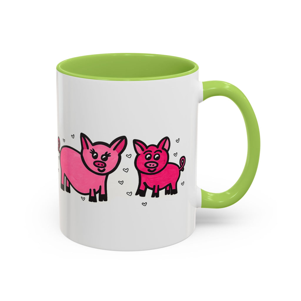 Hand-Drawn Pink Pig Pattern Mug | Accent Coffee Mug 11oz 15oz