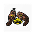 Hand-Drawn Otter Couple Shell Square Sticker | Indoor Outdoor Vinyl Sticker