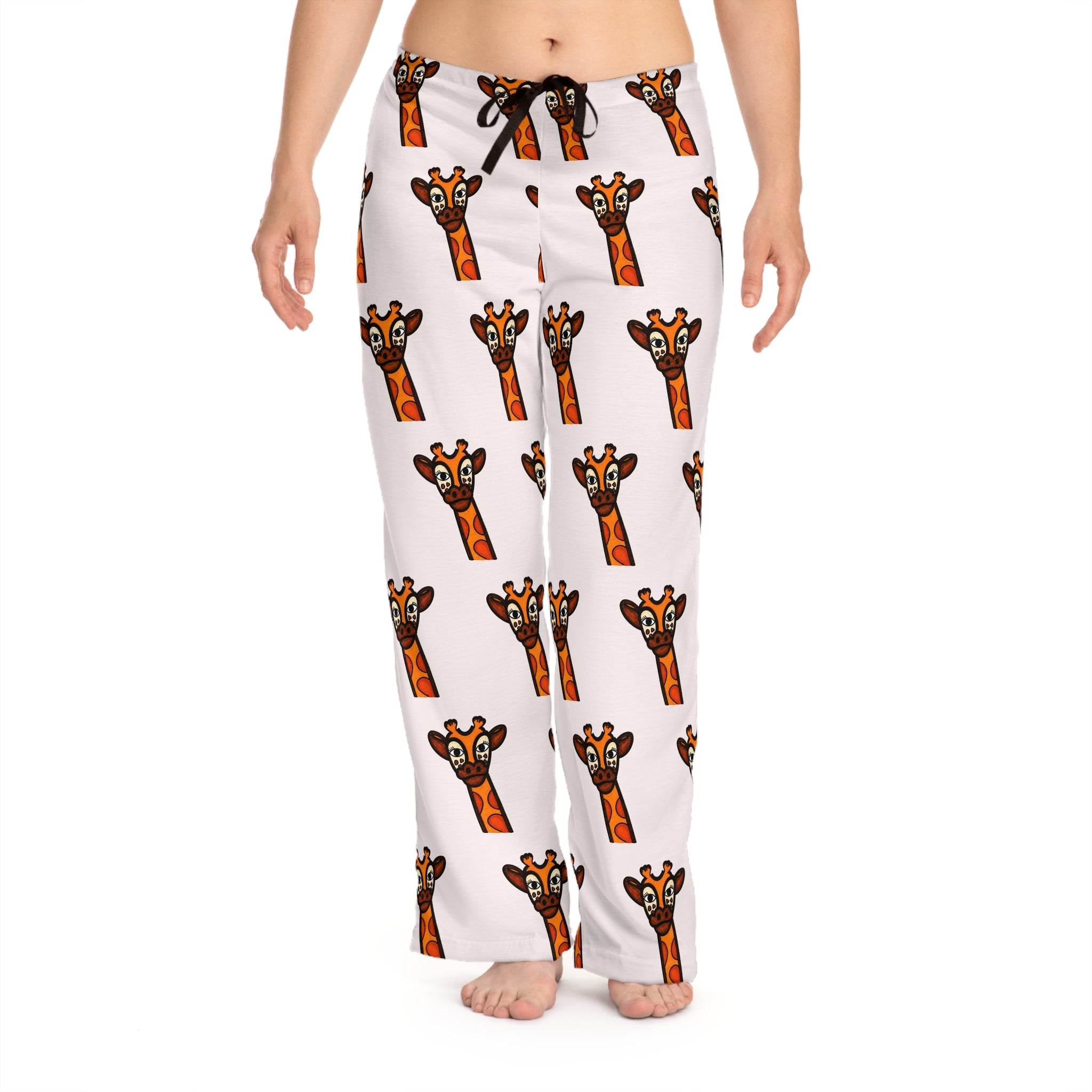 Hand-Drawn Cute Giraffe Face Print Pajama Pants | Women's Lounge Sleepwear