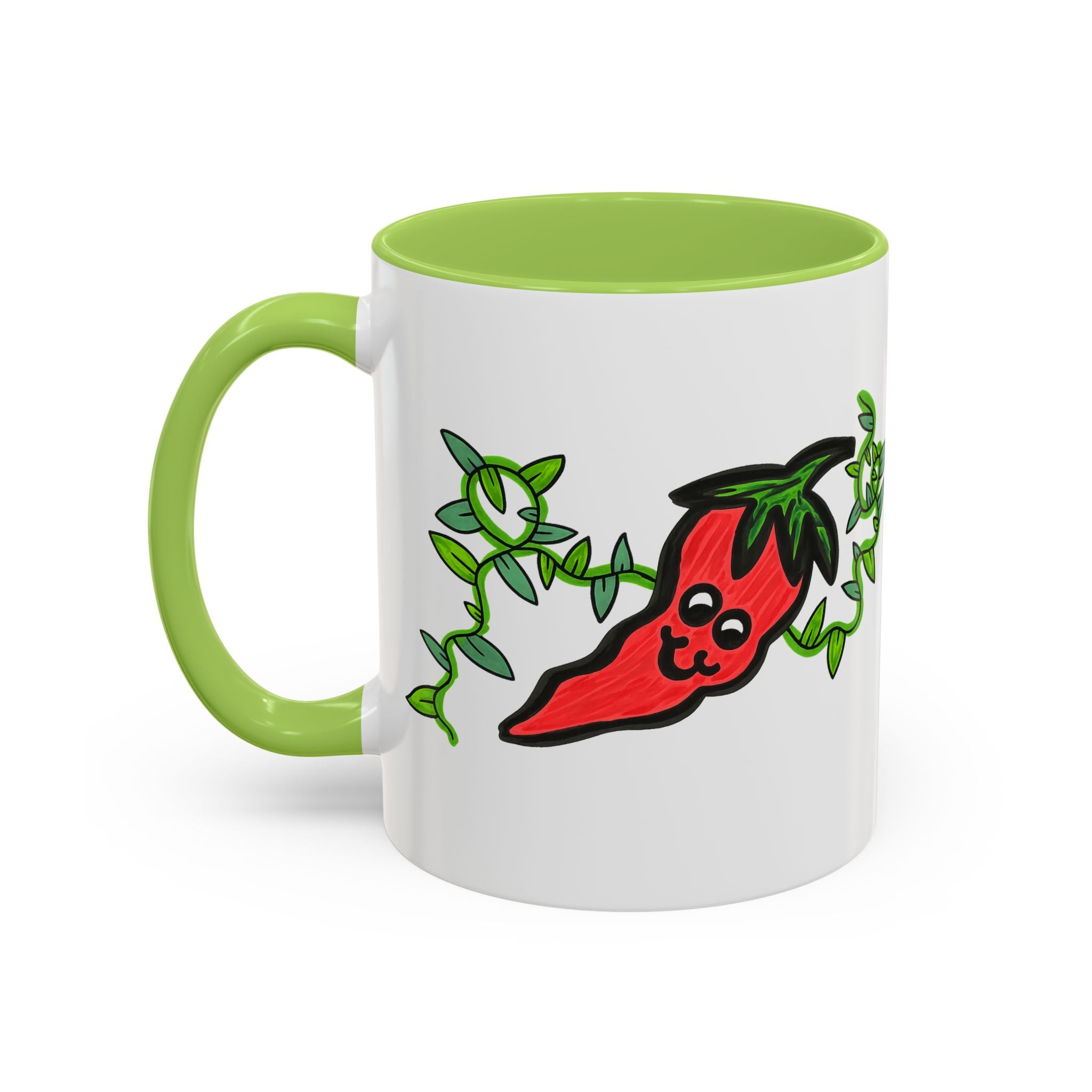 Hand-Drawn Cute Chili Pepper Vine Coffee Mug | Hot Veggie Accent Mug