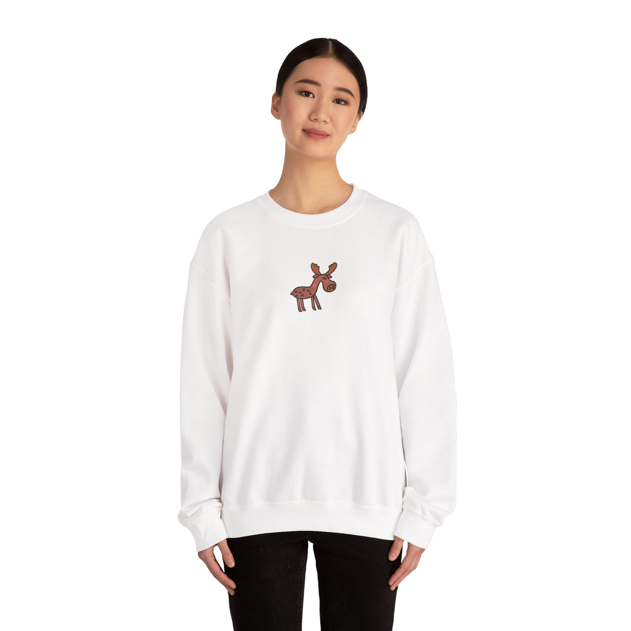 Hand-Drawn Moose Illustration Crewneck Sweatshirt | Minimal Woodland Animal