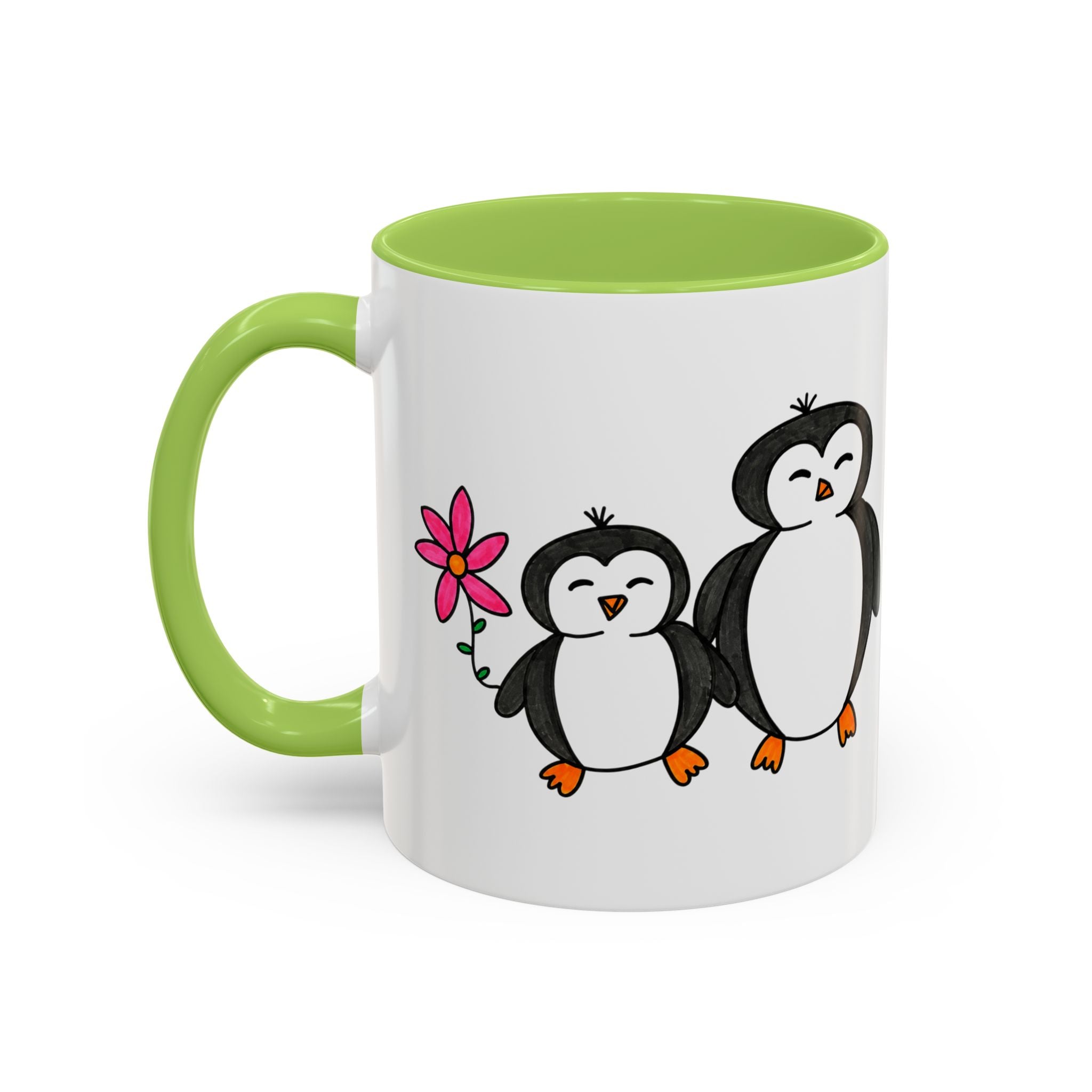Hand-Drawn Cute Penguin Family Mug | Accent Coffee Mug