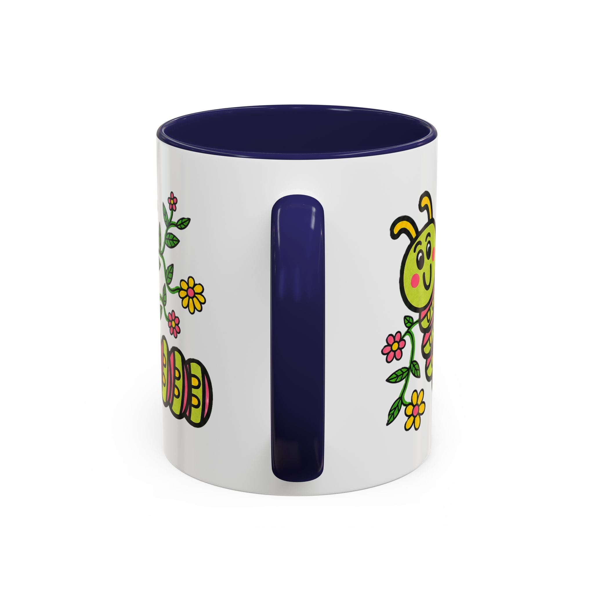 Hand-Drawn Cute Caterpillar Floral Illustration Coffee Mug | Accent Mug