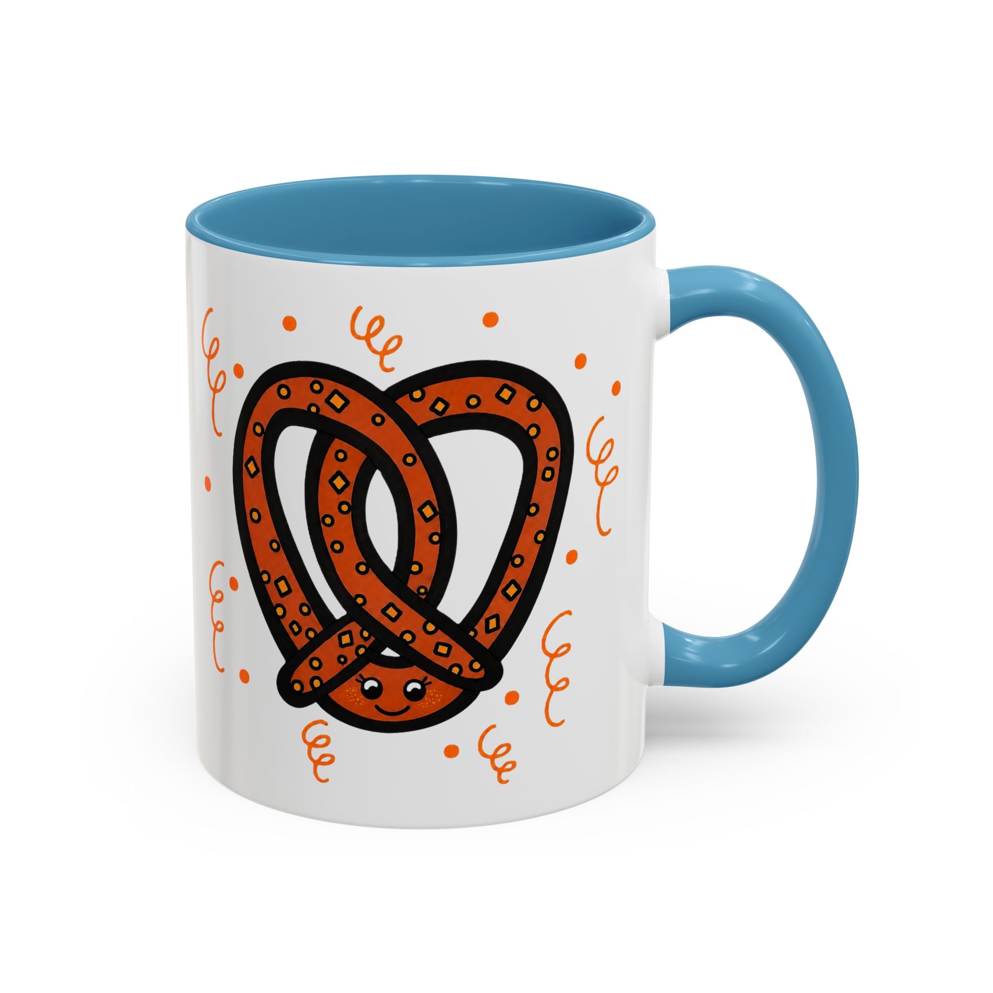 Hand-Drawn Orange Pattern Pretzel mug | Accent Coffee Mug 11oz 15oz