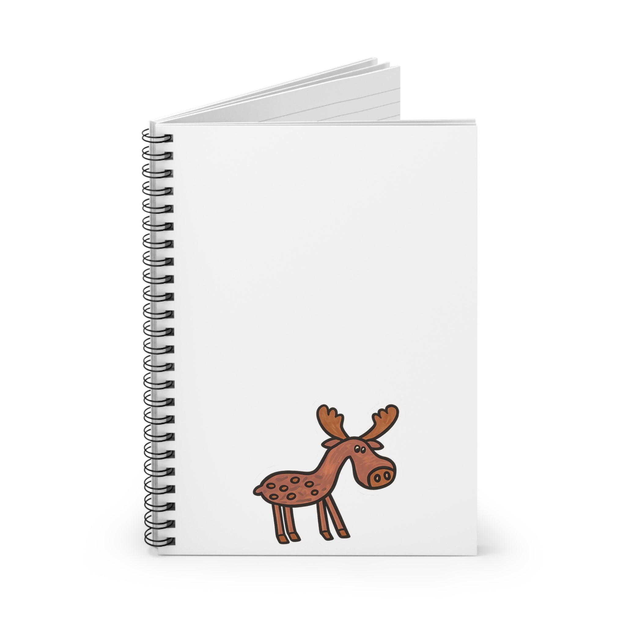 Hand-Drawn Cute Cartoon Moose Spiral Notebook | Ruled Journal