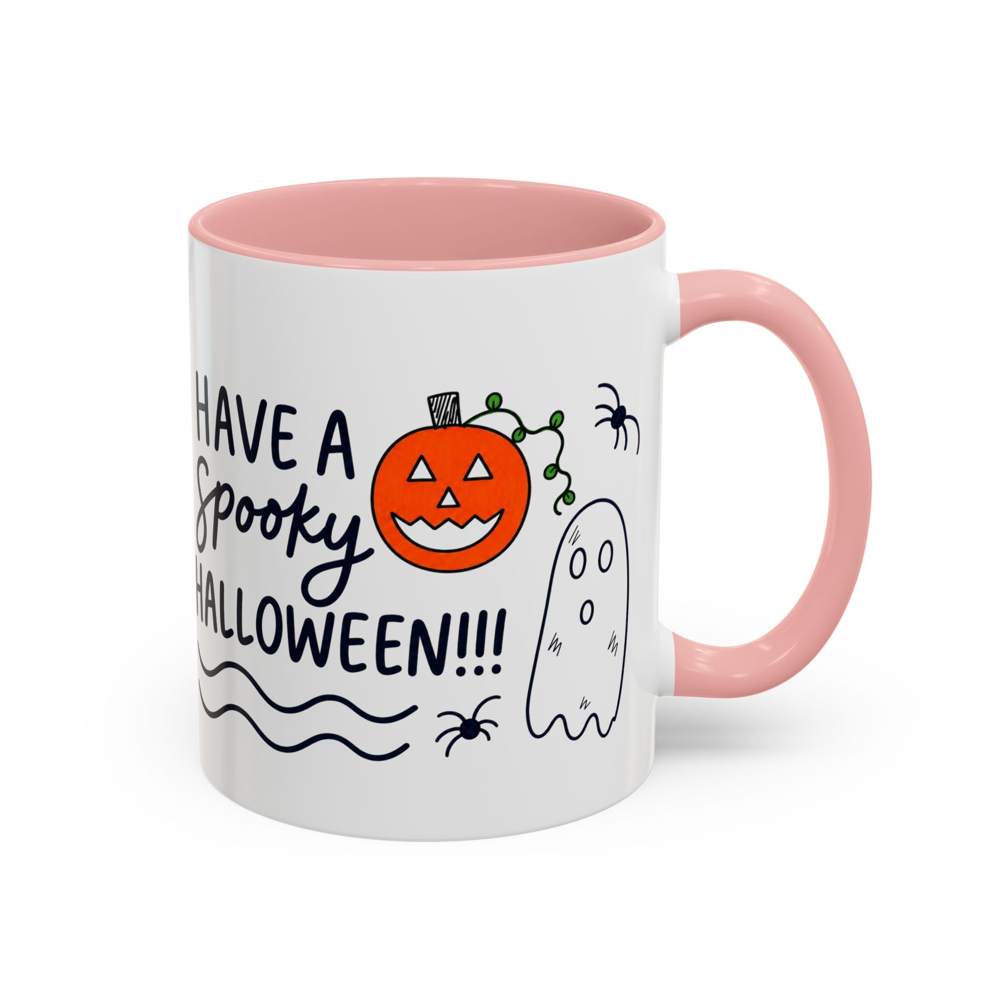 Hand-Drawn Spooky Halloween spiders ghost pumpkin Mug | Accent Coffee Mug 11oz 15oz