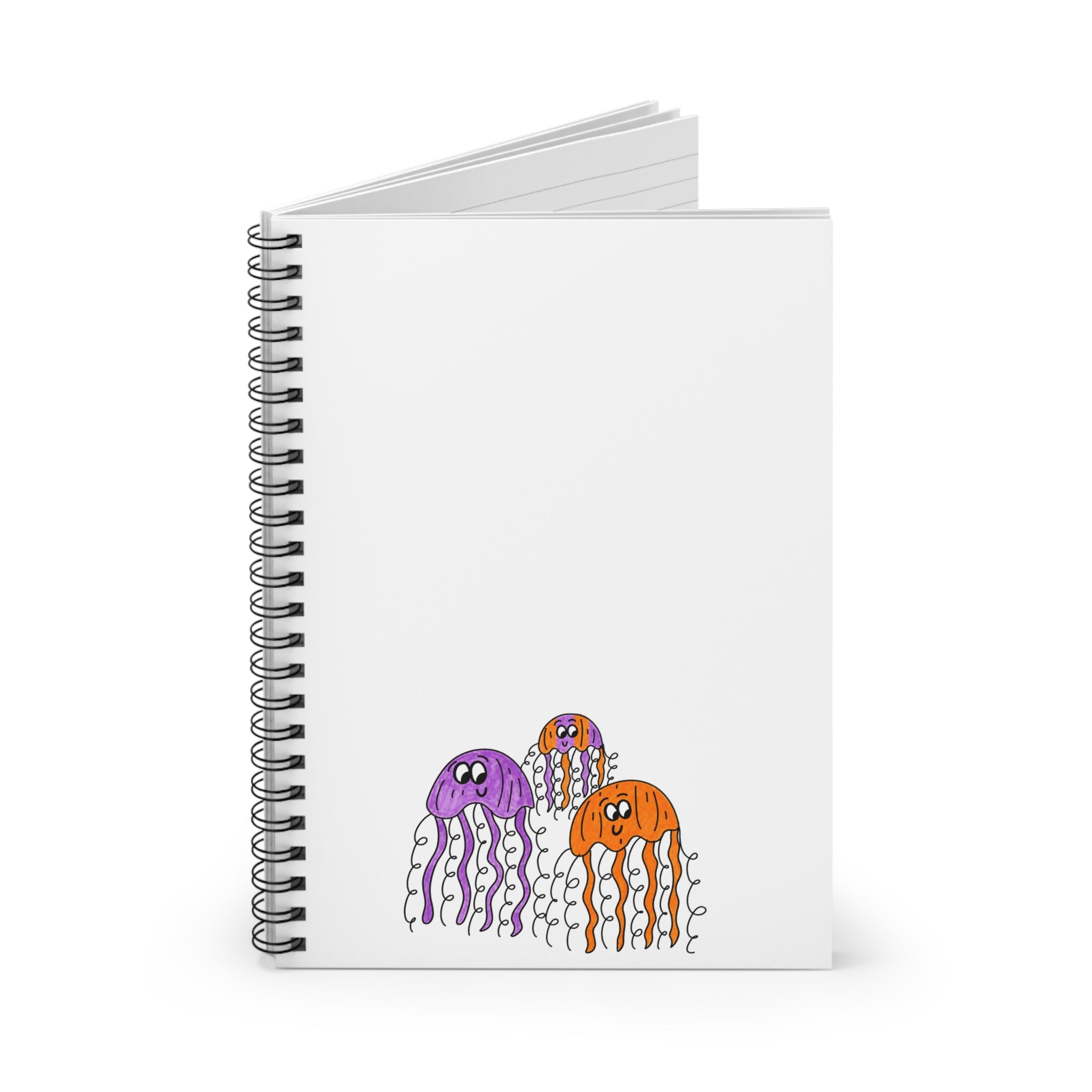 Hand-Drawn Cute Jellyfish Trio Spiral Notebook | Ruled Notebook