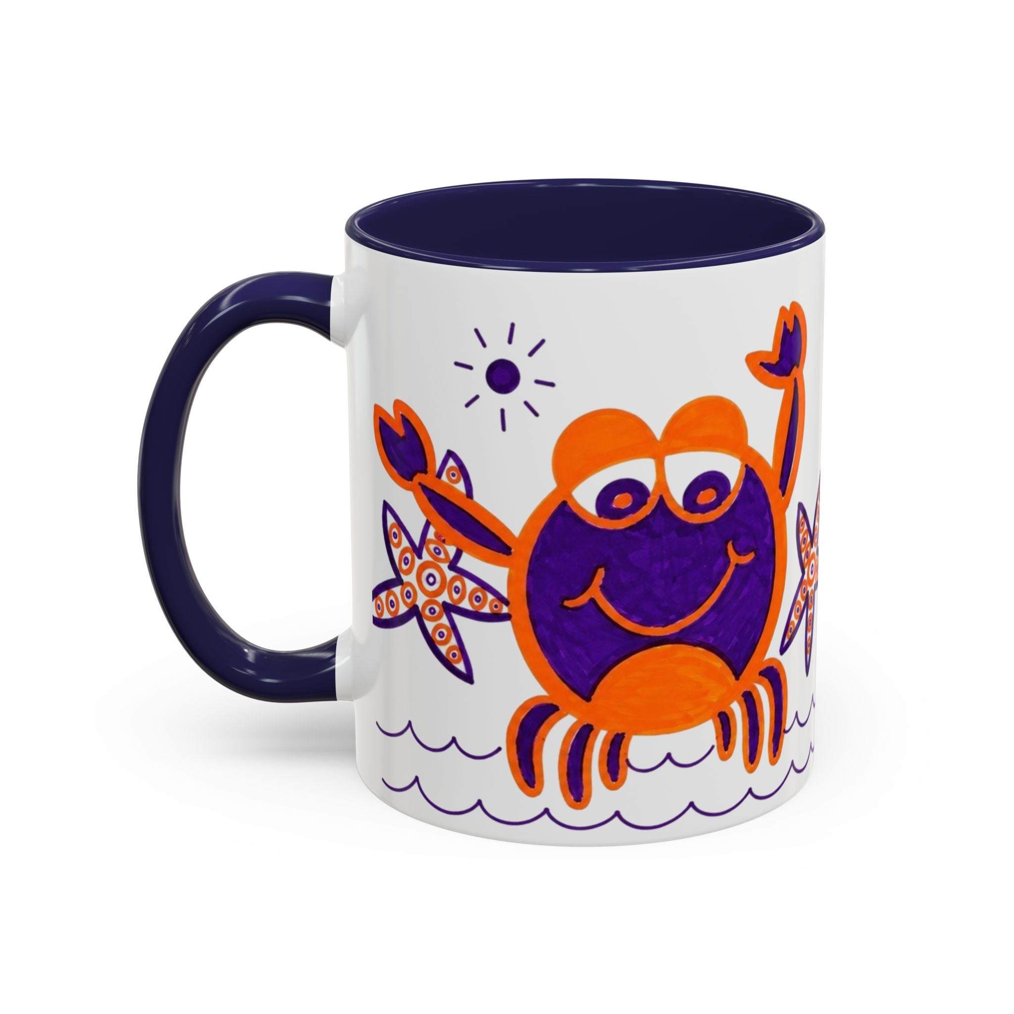 Hand-Drawn Playful Purple Orange Crab mug | Accent Coffee Mug