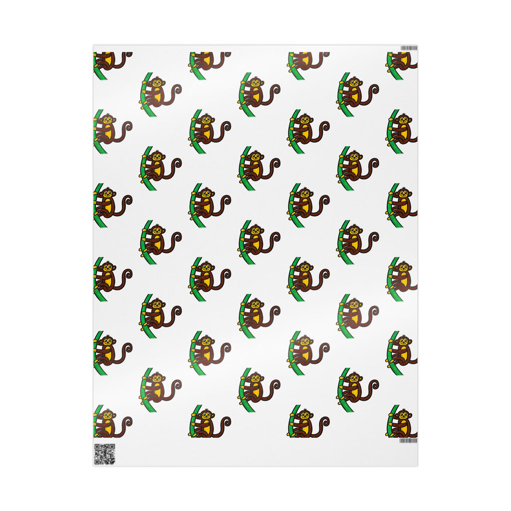 Hand-Drawn Playful Monkey Pattern Wrapping Paper | Animal Gift Wrap