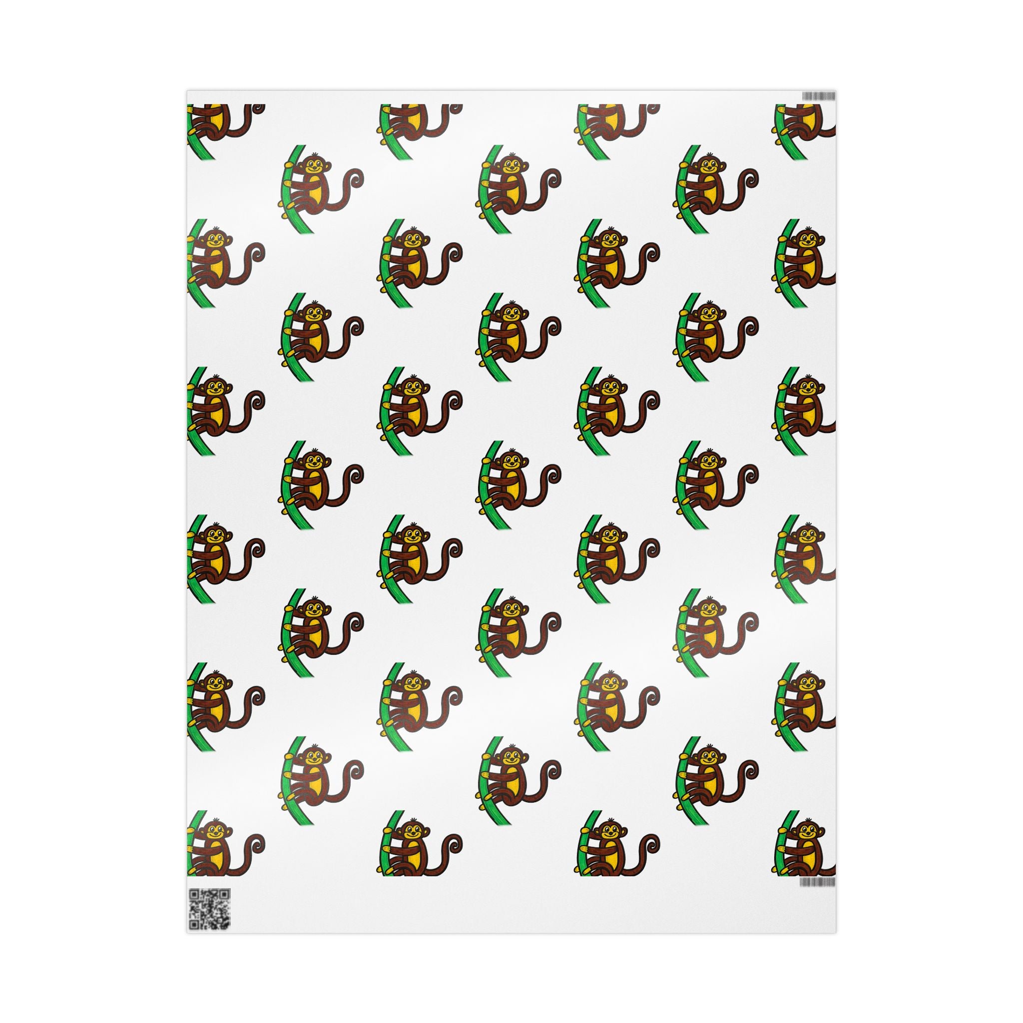 Hand-Drawn Playful Monkey Pattern Wrapping Paper | Animal Gift Wrap