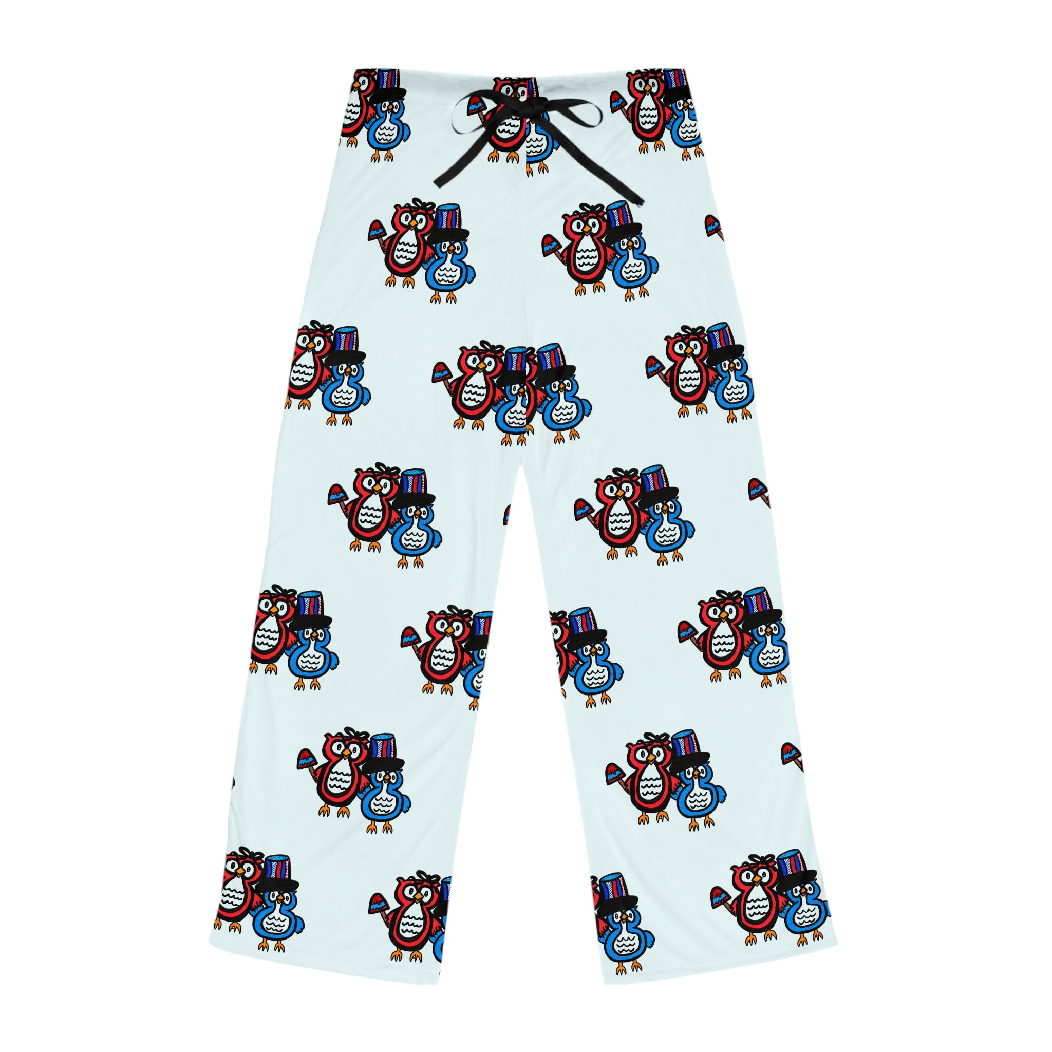 Hand-Drawn Cute Patriotic Owl Pattern Pajama Pants | All-Over Print